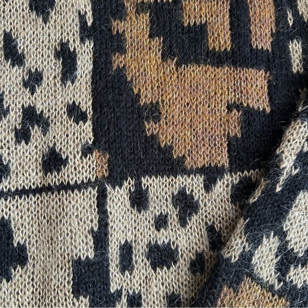 Vintage Mohair Leopard Sweater Grunge 90s Fuzzy Oversized L - Picture 5 of 12